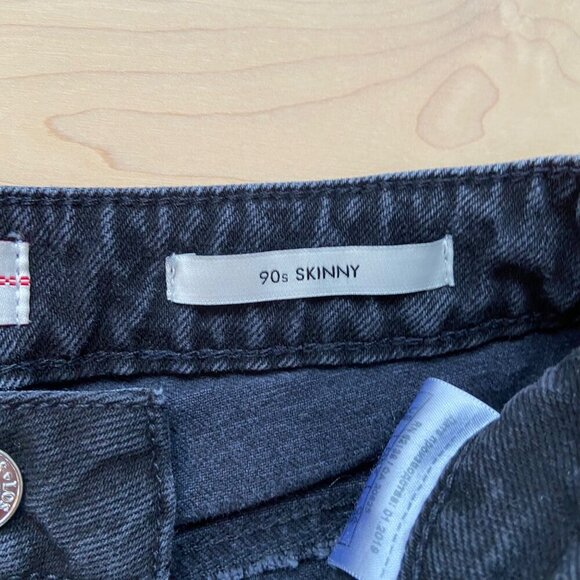 Guess 90’s Skinny High-Rise Black Denim Jeans Womens Size 25 button fly high - Picture 7 of 12